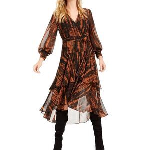 NWT Becca Tilley x BAR III Animal Print Ruffle Wrap Dress